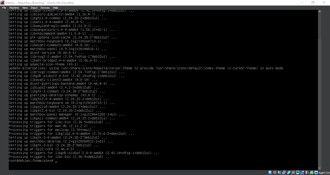 Running 'apt install matchbox-keyboard matchbox-desktop matchbox-panel'